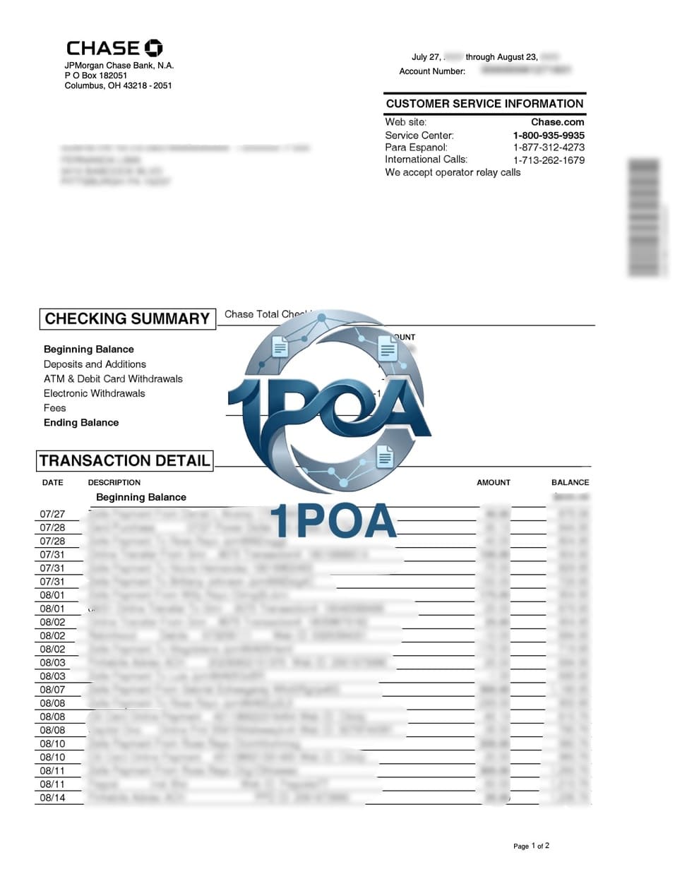 Chase US 美国银行账单 地址证明自动生成器Chase US Bank Statement Address Verification Auto Generator