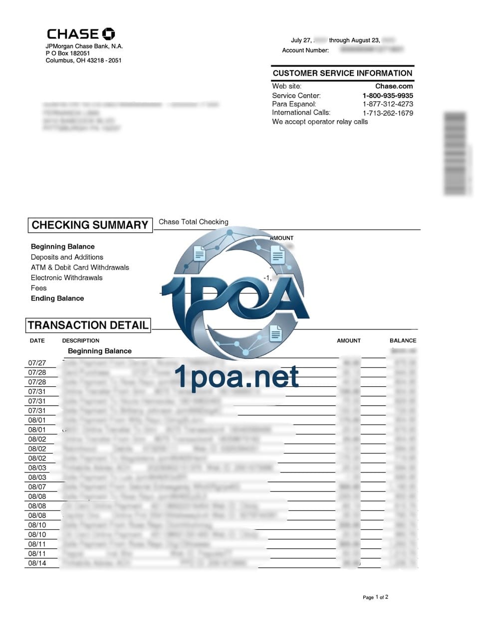 Chase US 美国银行账单 地址证明自动生成器Chase US Bank Statement Address Verification Auto Generator