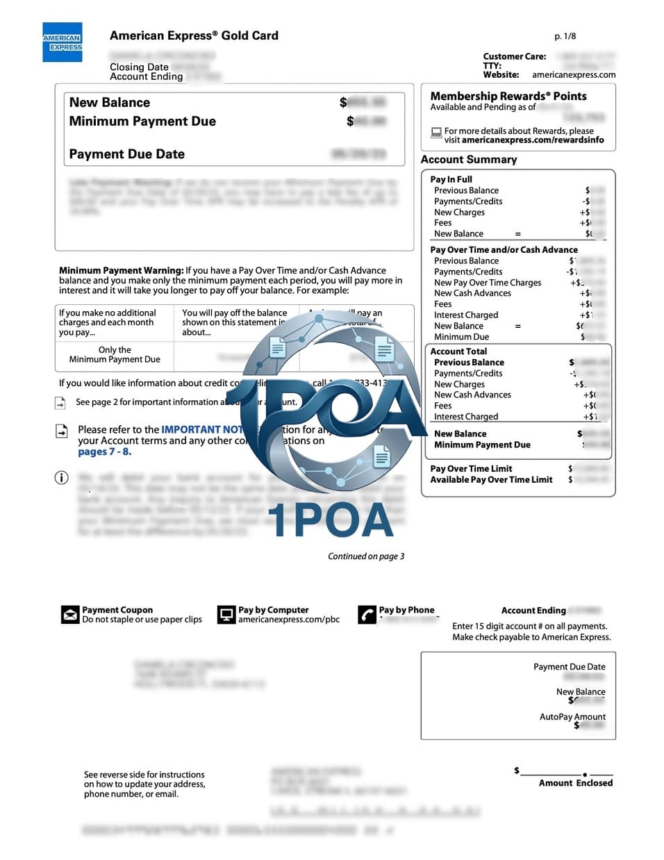 美国运通 AMEX 信用卡账单 美国地址证明生成 American Express (AMEX) credit card statement; US address verification generated.