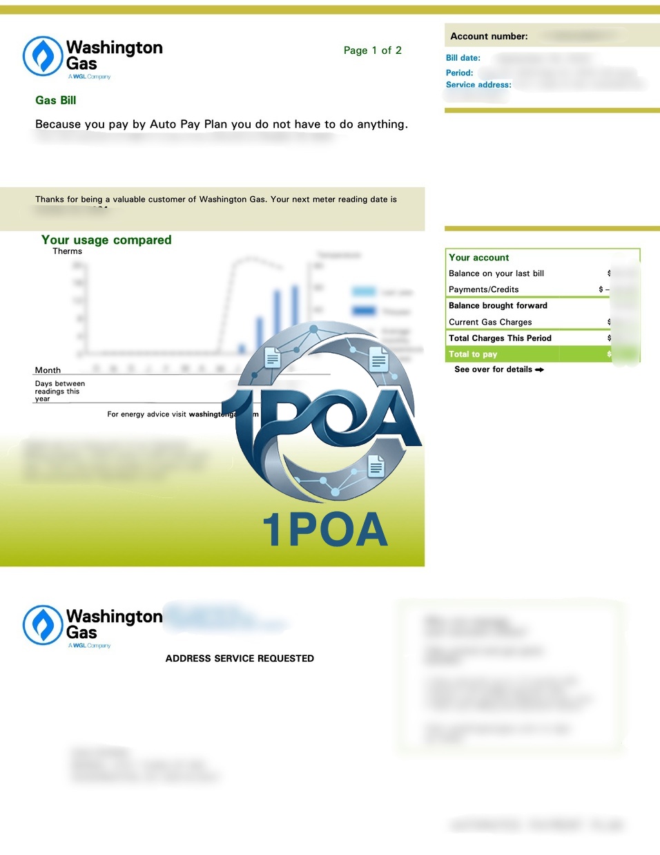 美国 水电燃气账单 WashingtonGas 燃气费账单 地址证明生成器 US Utility Bill (Washington Gas) – Proof of Address Generator