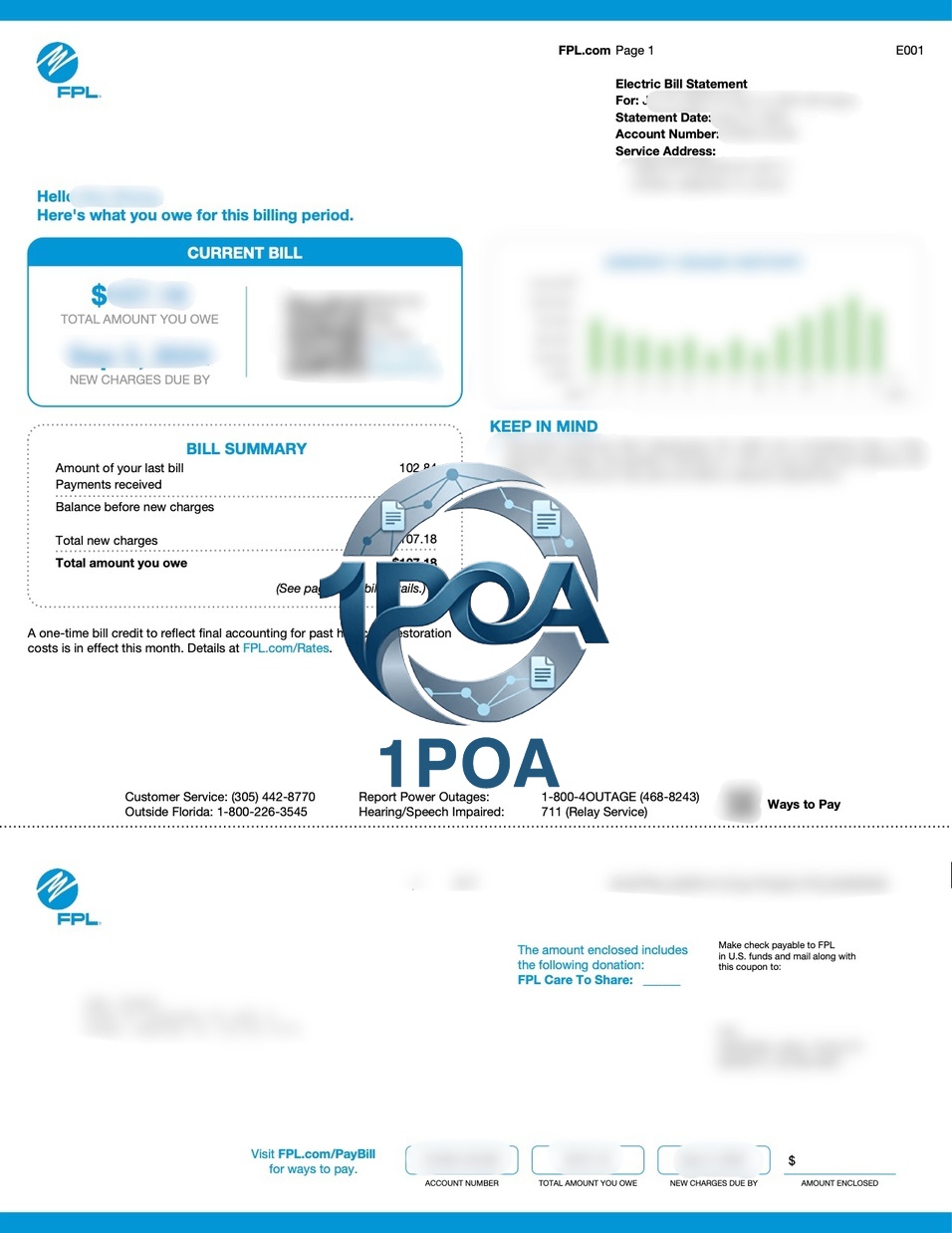 美国 佛罗里达州 水电账单 FPL 电费账单 地址证明生成器 Florida, USA – FPL Utility Bill / Electricity Bill – Proof of Address Generator