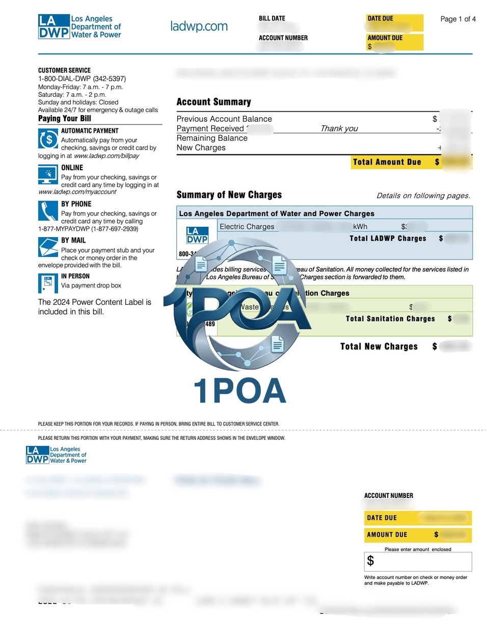 美国 加州 LADWP 电费账单 地址证明生成器 LADWP (California, USA) Electricity Bill / Proof of Address Generator