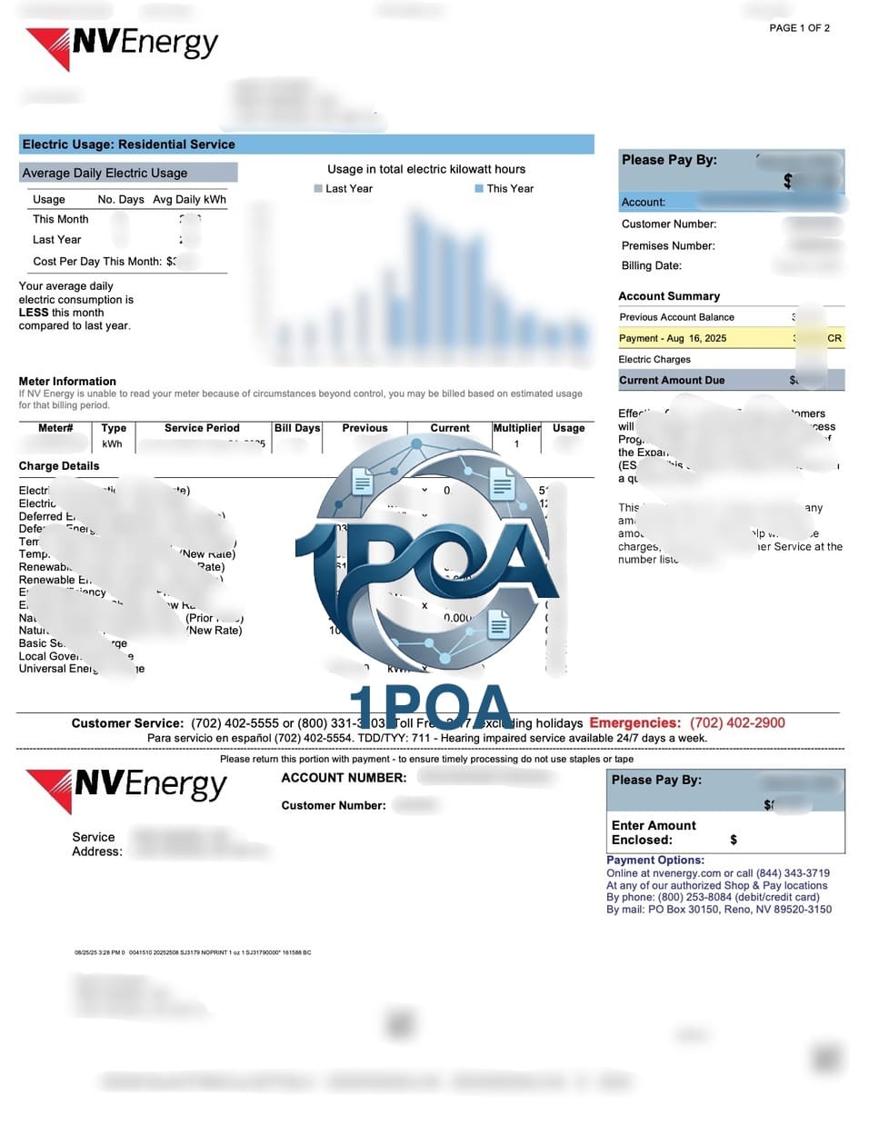 美国 内华达州 水电费 NVEnergy 电费账单 地址证明生成器 Nevada, USA – NV Energy Utility Bill / Proof of Address Generator