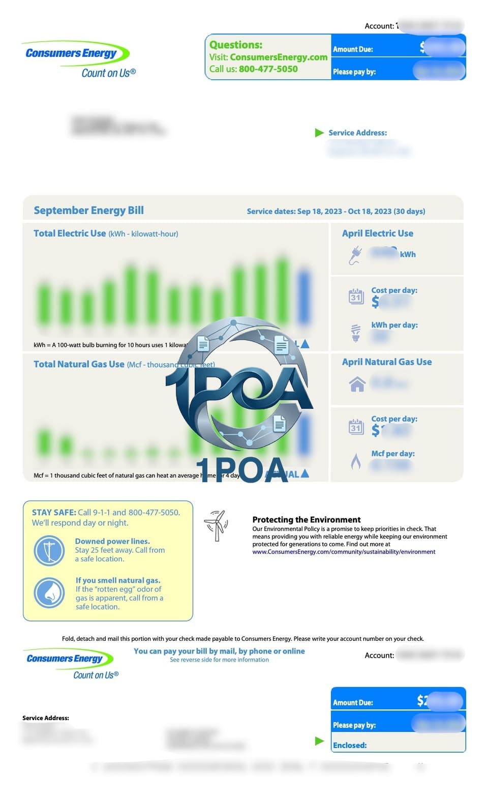 美国 密歇根州 Consumers Energy 电费账单 地址证明生成器 Consumers Energy (Michigan, USA) Electricity Bill Address Proof Generator