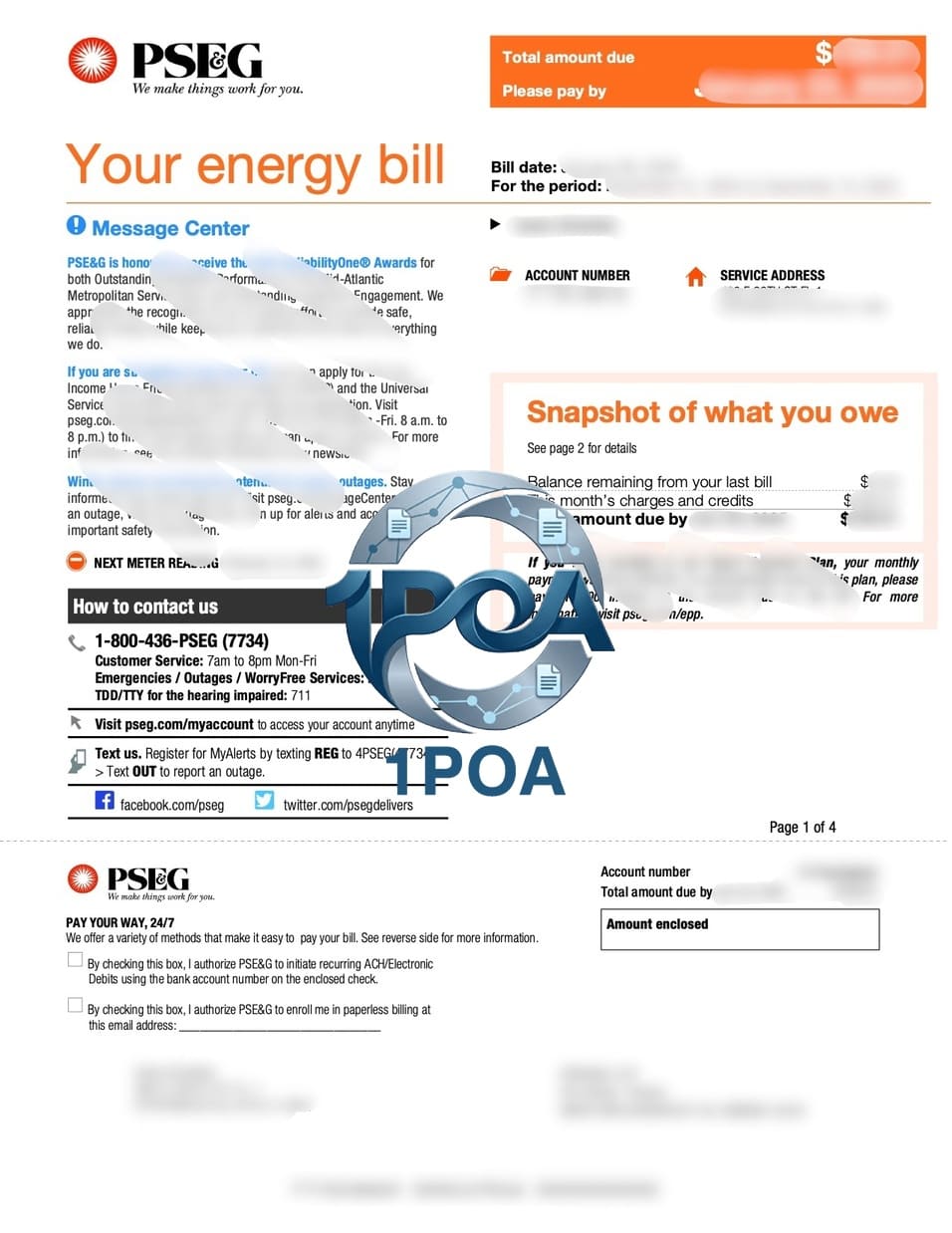 美国 新泽西州 PSEG 水电燃气费账单 地址证明生成器 US New Jersey PSEG Utility Bill / Proof of Address Generator