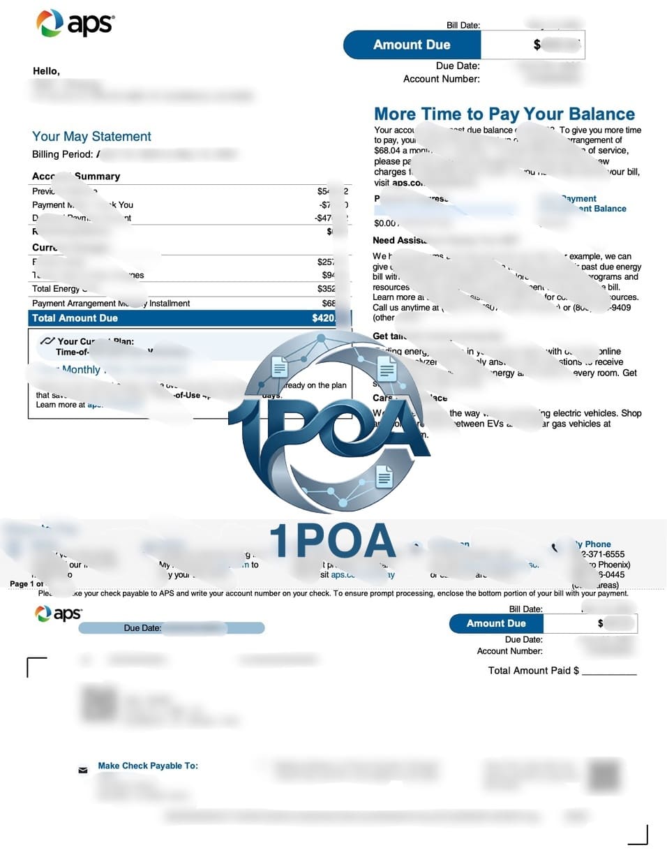 美国 亚利桑那州 Aps 电费账单 地址证明生成器 Arizona (USA) APS Electricity Bill / Proof of Address Generator