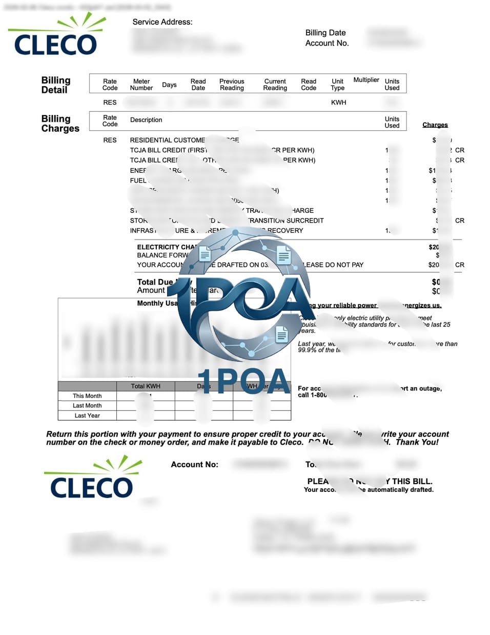 美国 路易斯安那州 Cleco Power 电费账单 地址证明生成器 Cleco Power (Louisiana, USA) Electricity Bill / Proof of Address Generator