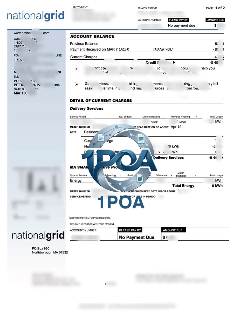 美国 马萨诸塞州 纽约州 Nationalgrid 电费账单 地址证明生成器  Electricity Bill Proof of Address Generator Massachusetts New York USA