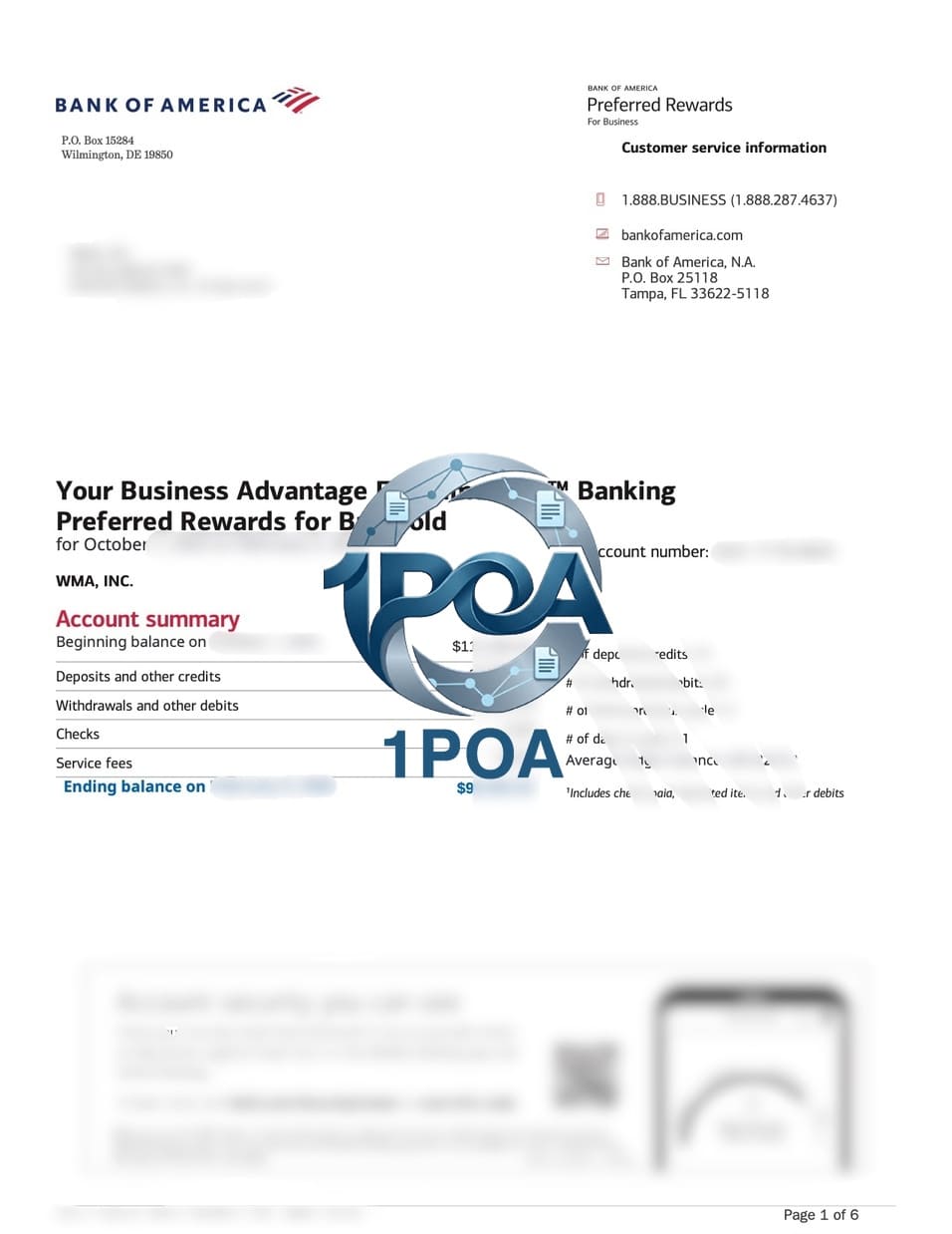 美国公司地址证明 Bank of America 美国银行账单 地址证明生成器 Proof of address for a US company; Bank of America proof of address generator