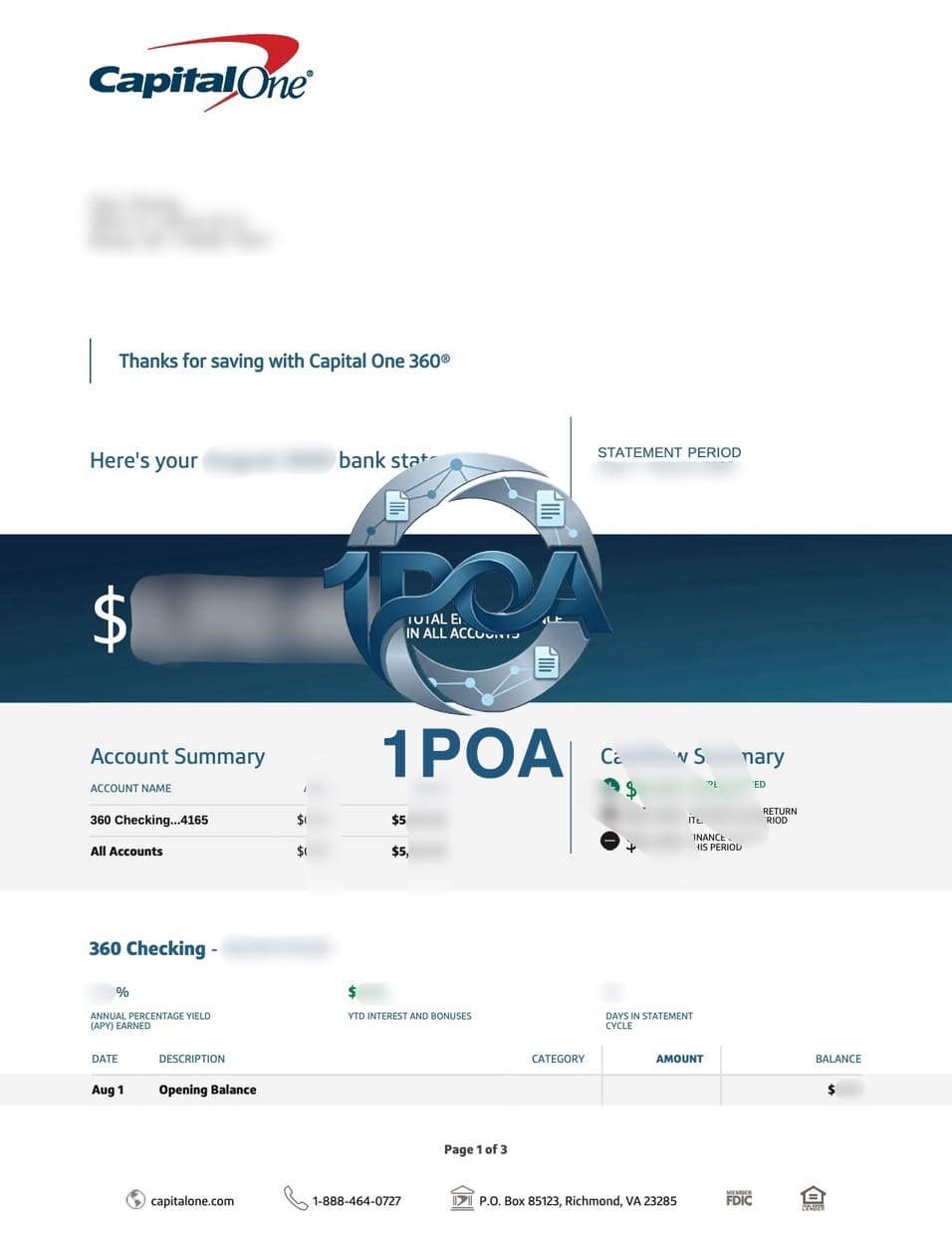 美地址证明 Capital One Bank 美国银行账单 地址证明生成器 US Proof of Address Capital One Bank Statement ​​Address Proof Generator