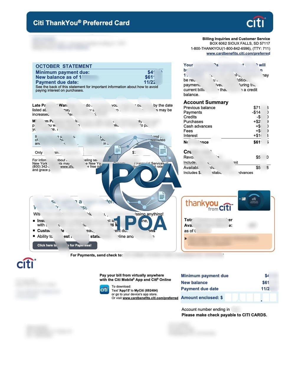美国地址证明 CITI Bank Credit 花旗银行账单账单 地址证明生成器 US Proof of Address Citibank Credit Card Statement ​​Address Proof Generator