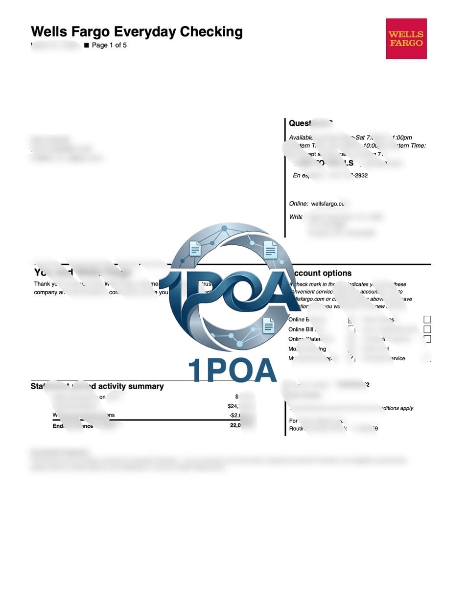 美国地址证明 Wells Fargo Bank 富国银行账单账单 地址证明生成器 US Proof of Address – Wells Fargo Bank Statement – ​​Address Proof Generator
