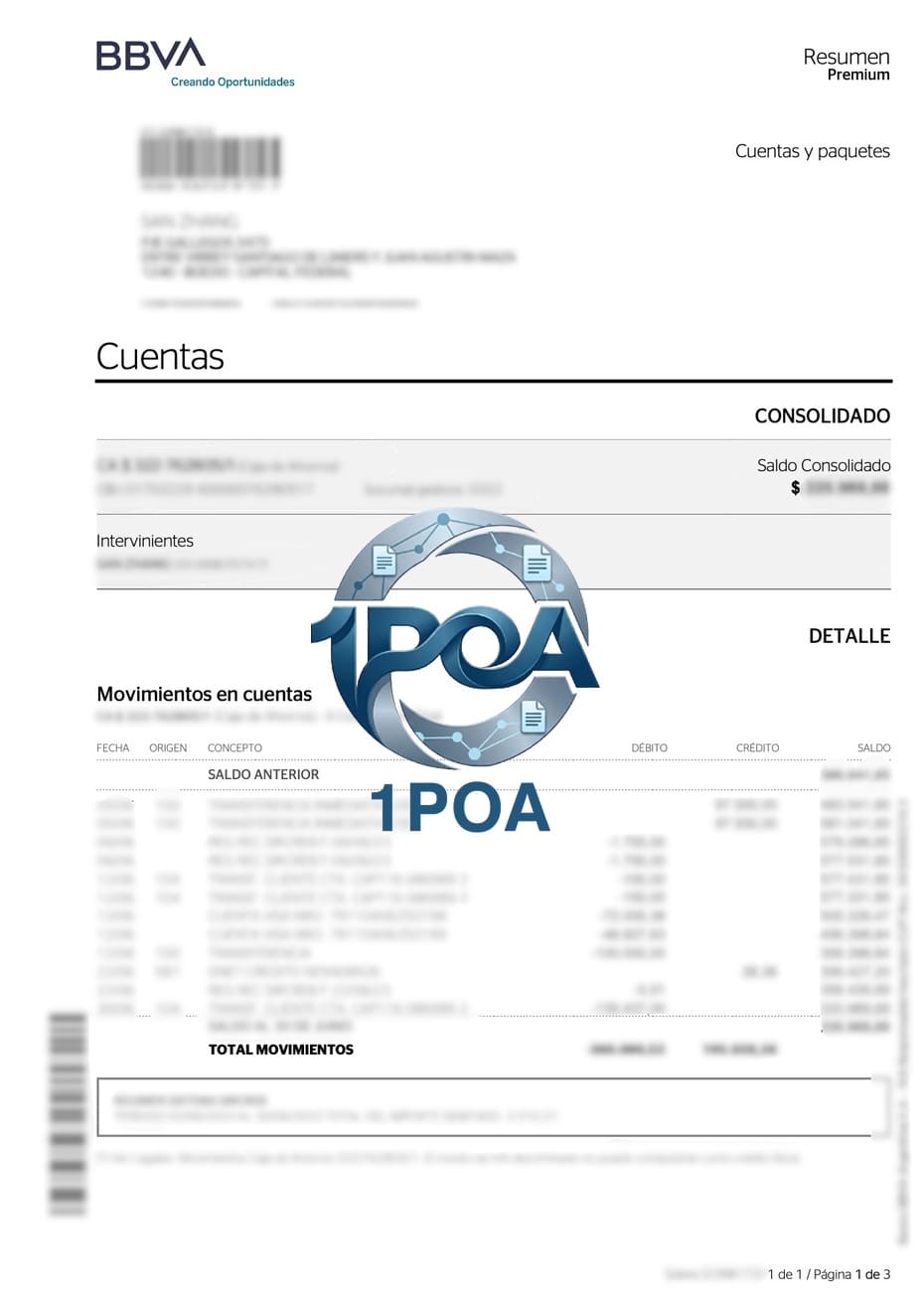 阿根廷地址证明 BBVA ARG Bank 银行账单 地址证明生成器 Argentina BBVA Argentina Bank Statement ​​Proof of Address Generator