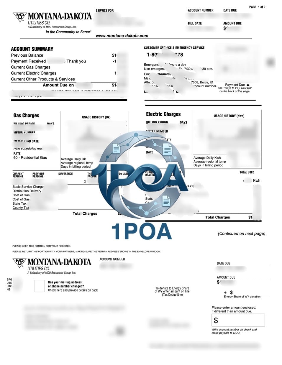 美国水电燃气账单 Montana Dakota 地址证明生成器 US Utility Bill (Water, Electricity, Gas) / Montana-Dakota Proof of Address Generator